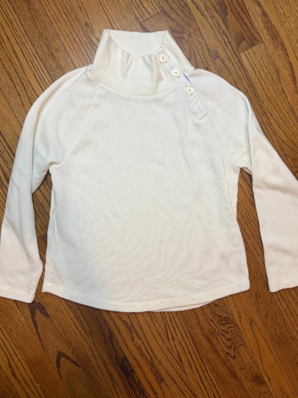 Women's J. Crew Button-up Sweatshirt, Cream & Blue Size: XS